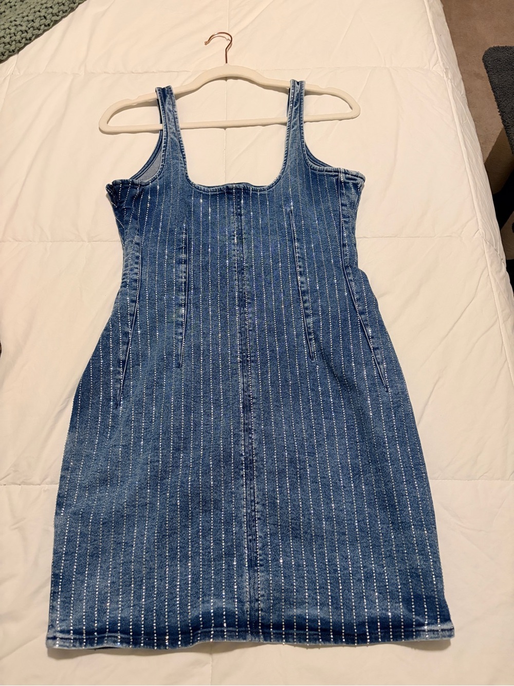 Good American Denim Rhinestone Shift Dress